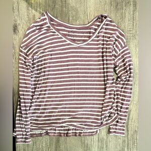 American Eagle Soft and Sexy Purple and White Striped Long Sleeve Size XS